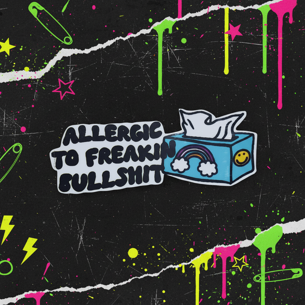 Allergic to Freakin' Bullsh*t Vinyl Sticker | Funny Waterproof Decal