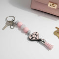 Handmade Pink & Black Skull Heart Beaded Keychain | Cute Goth Keychain | Gothic Purse Charm | Halloween Accessory | Alternative Gift