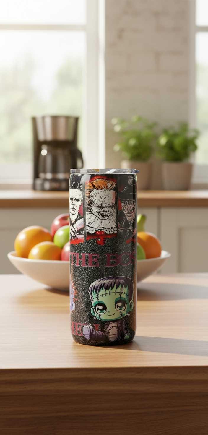 The Boys of Fall Horror Movie Tumbler | 20oz Glitter Epoxy Stainless Steel Cup | Spooky Season Drinkware Gift