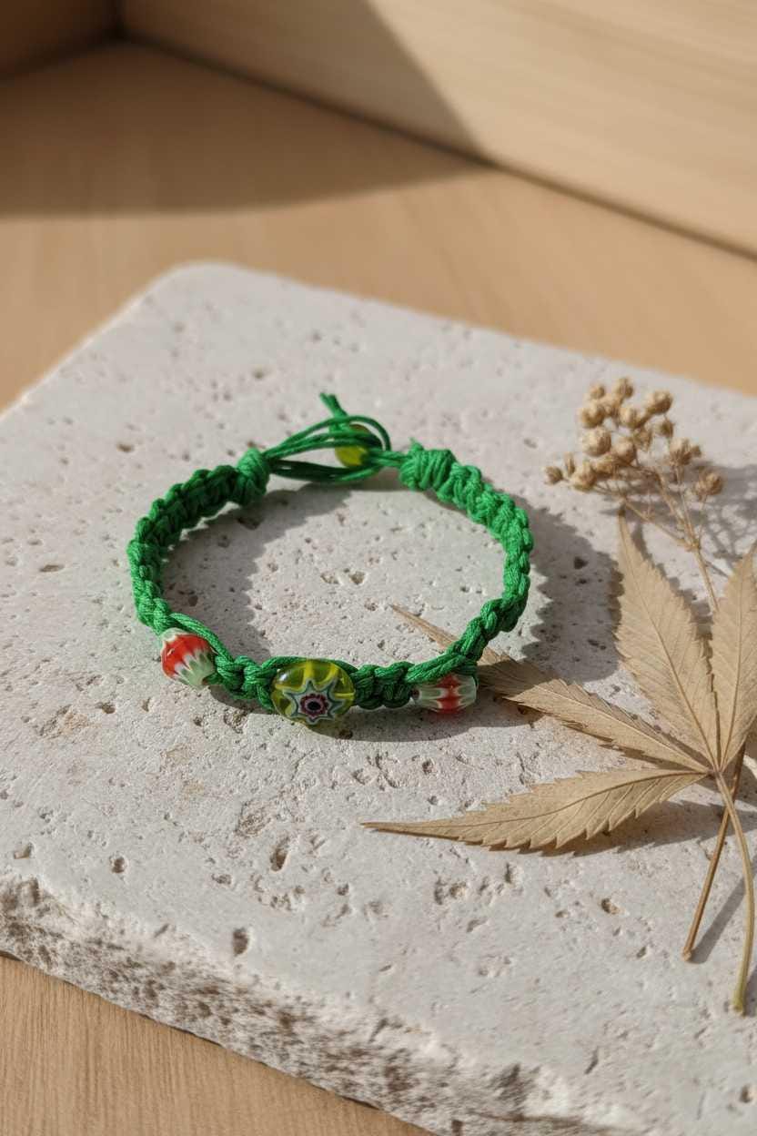 Unique Rosta Hemp Bracelet | Handmade Hemp Bracelet with Glass Beads | Boho Bracelet | Natural Hemp Jewelry | Unisex Gift