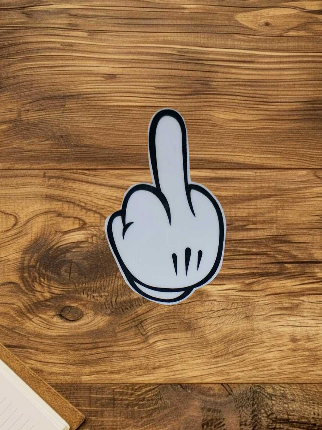 Vintage Cartoon Glove Middle Finger Vinyl Sticker, Retro White Glove Waterproof Decal, Funny Laptop Water Bottle Car Sticker