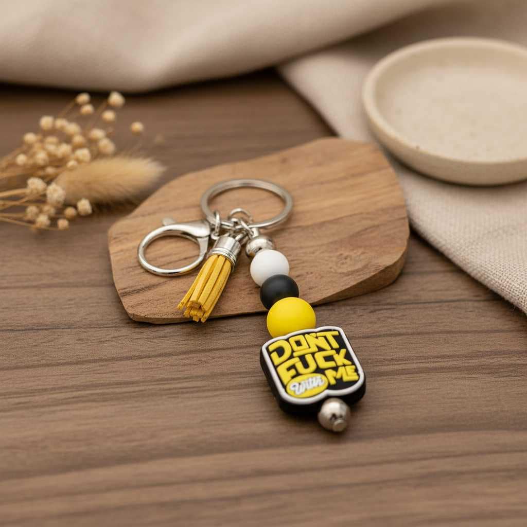 Don't F*ck With Me Beaded Keychain | Funny Sassy Keychain | Handmade Statement Bag Charm | Bold Gift for Badasses