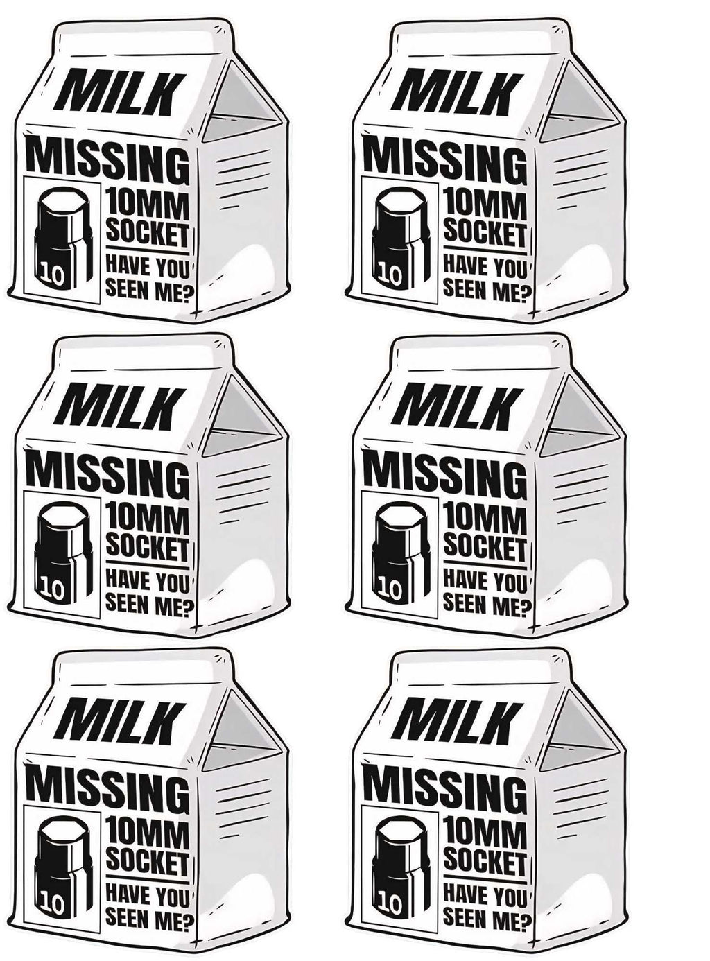 Missing 10mm Socket Sticker Pack (2-Pack) | Funny Mechanic Vinyl Decals | Toolbox & Garage Stickers