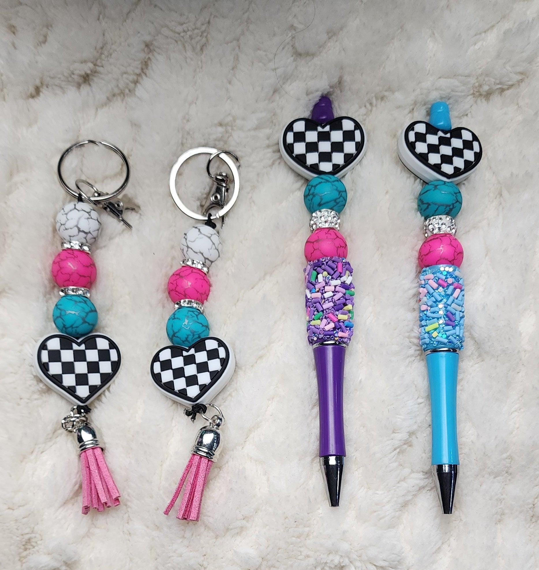Handmade Checkered Heart Keychain – Cute, Colorful & Full of Attitude