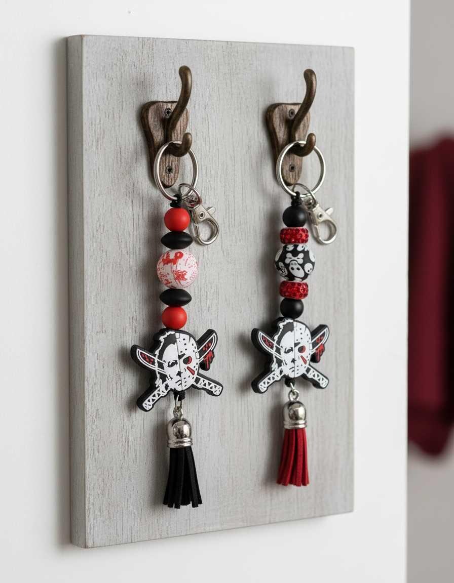 Slasher Inspired Beaded Keychain | Horror Movie Keychain | Halloween Bag Charm | Spooky Backpack Accessory | Horror Fan Gift