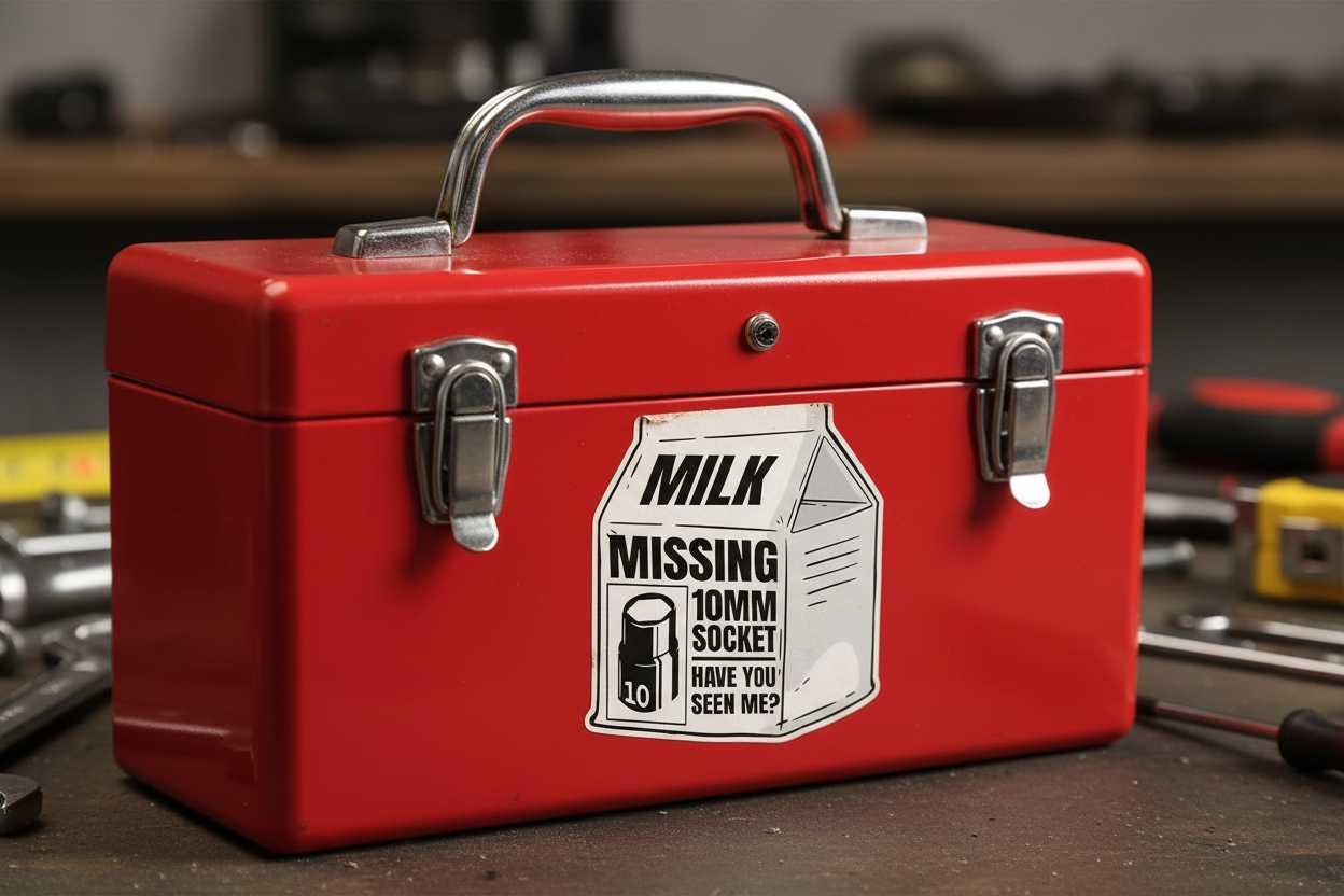 Missing 10mm Socket Sticker Pack (2-Pack) | Funny Mechanic Vinyl Decals | Toolbox & Garage Stickers