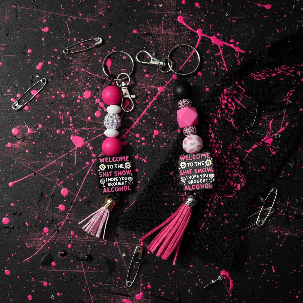 Welcome to the Sh*tshow, I Hope You Brought Alcohol Beaded Keychain