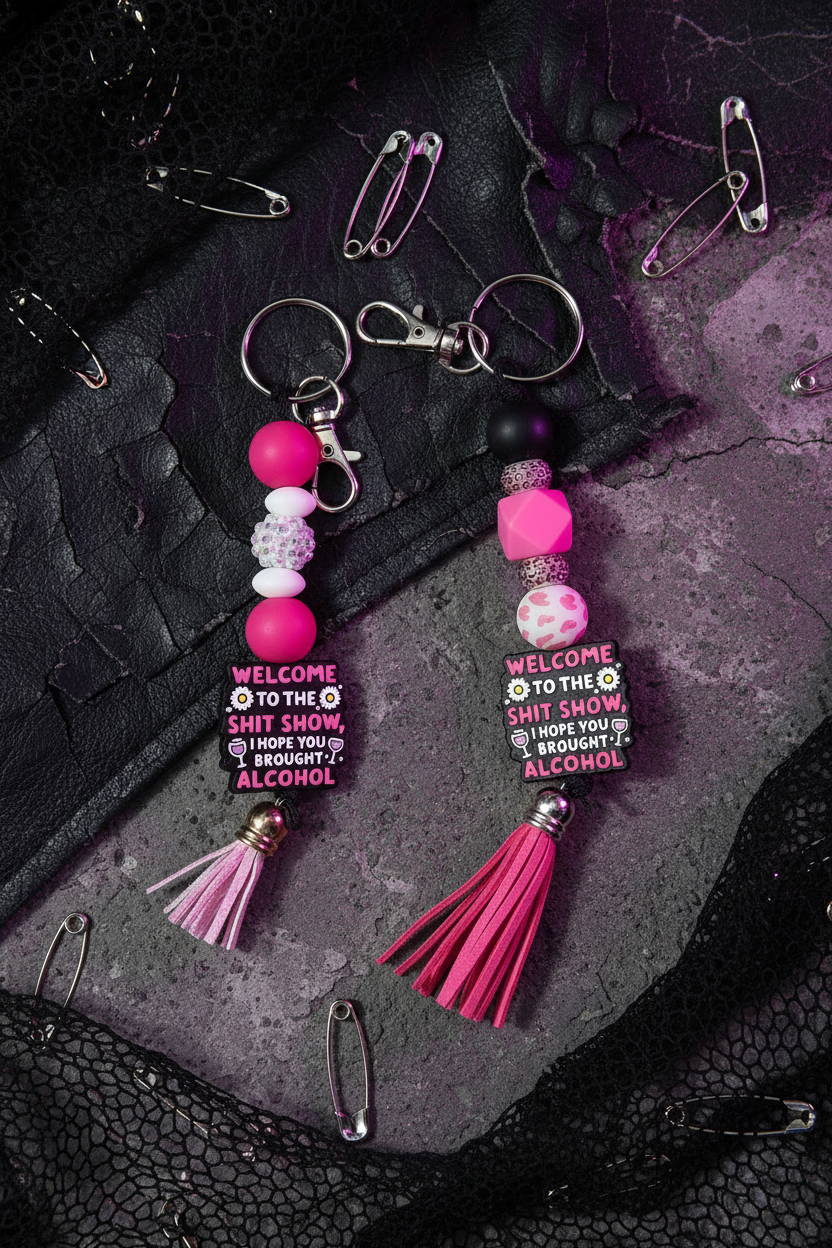 Welcome to the Sh*tshow, I Hope You Brought Alcohol Beaded Keychain