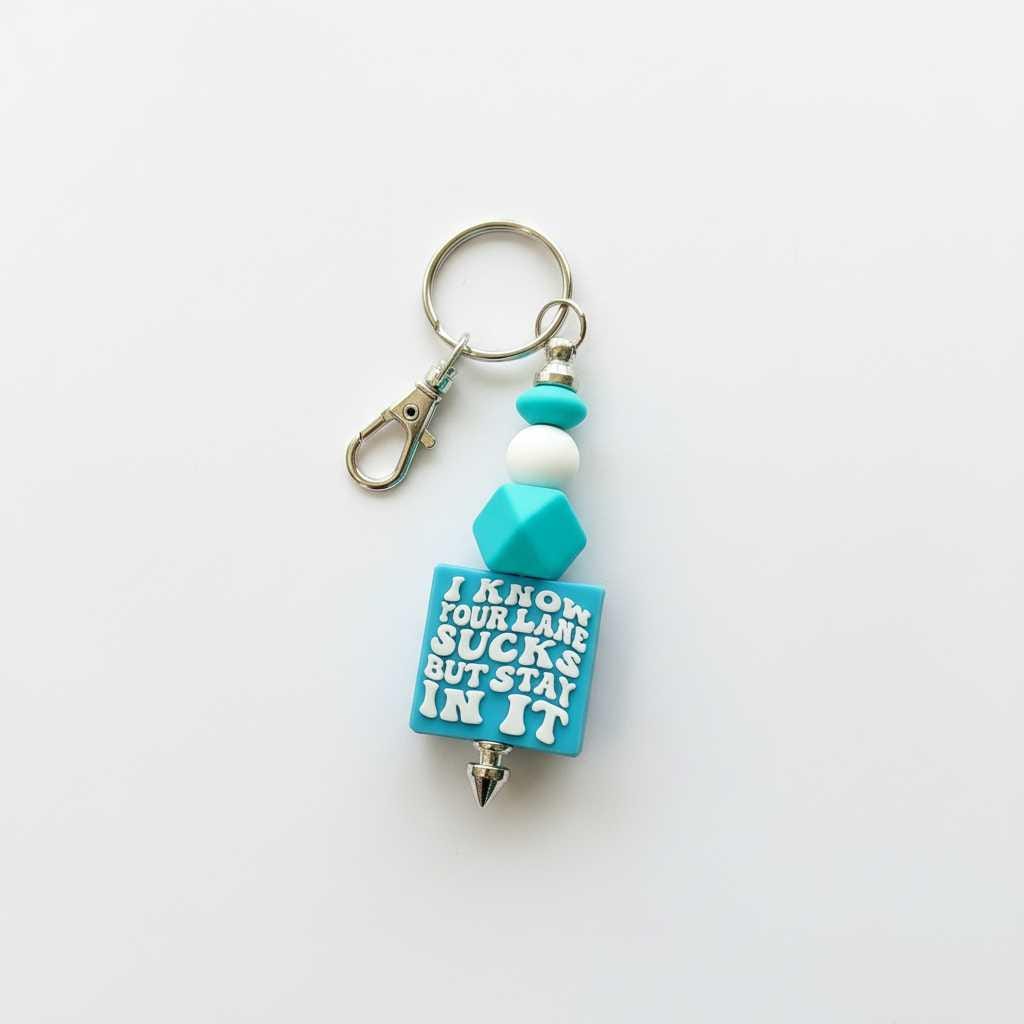 I Know Your Lane Sucks Funny Beaded Keychain | Handmade Sarcastic Driver Gift | Road Rage Car Accessory | Funny Keychain for Coworkers | Stocking Stuffer