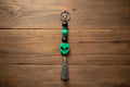 Green and Black Alien Head Keychain: Space Babe Beads, UFO Gift