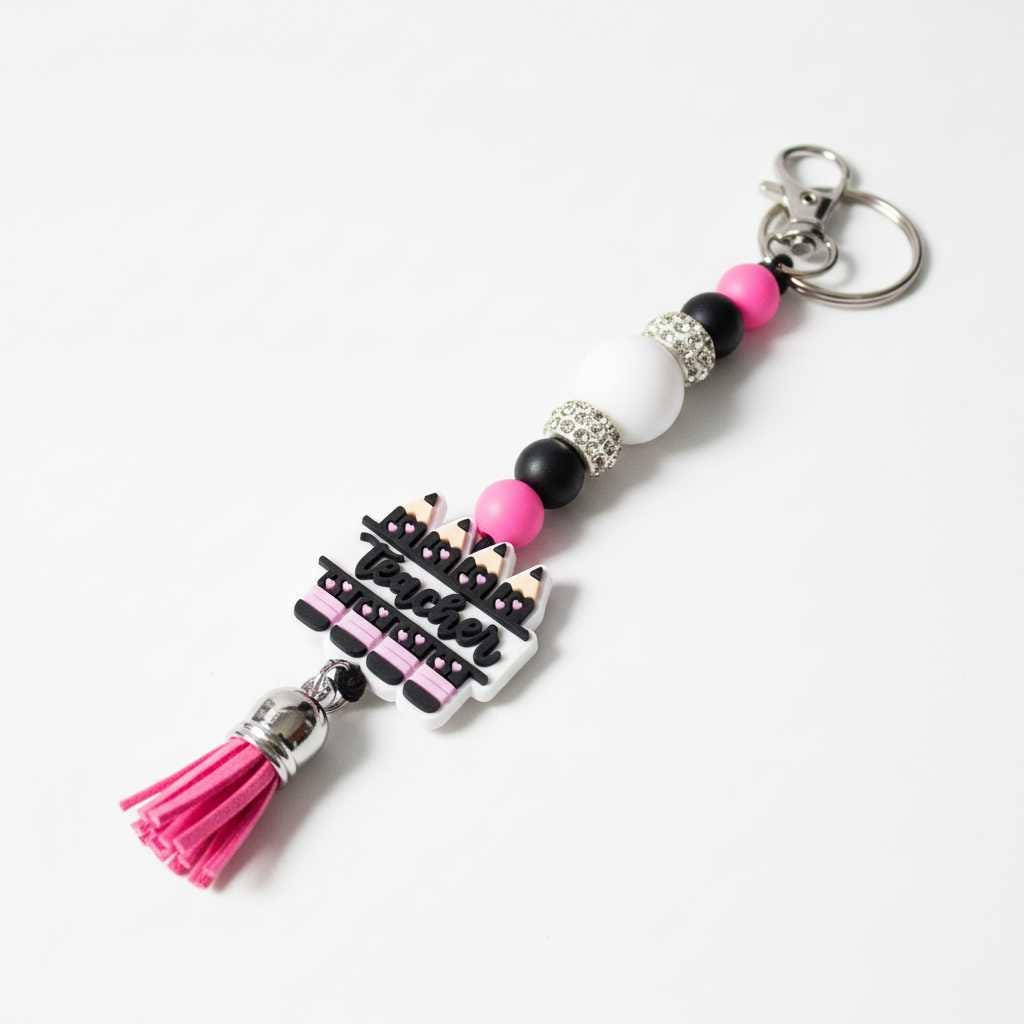 Handmade Teacher Beaded Keychain | Teacher Appreciation Gift | Back to School Gift | Teach Love Inspire Keychain | Teacher Lanyard Charm