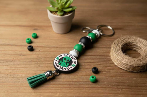 Alien Beaded Keychain: Funny Handmade Space Charm