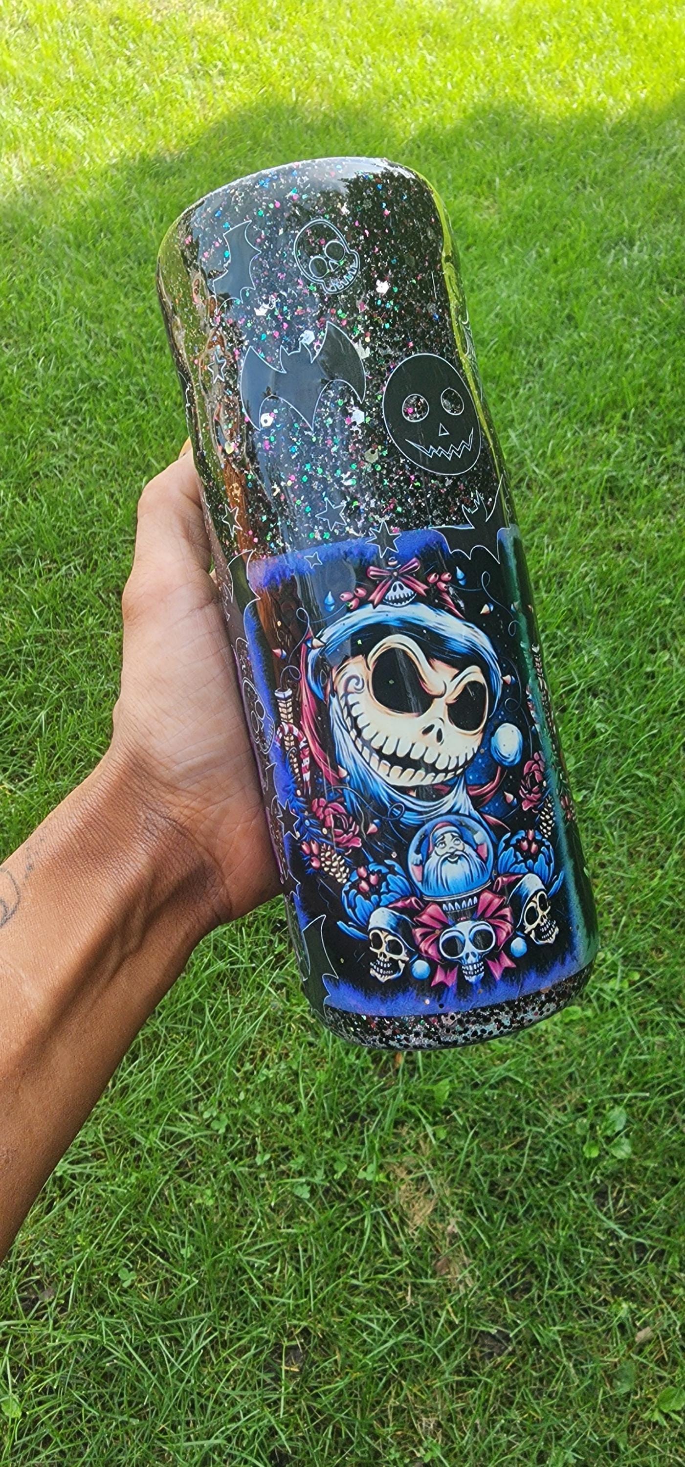 Halloween Tumbler: Black Glitter Epoxy Cup