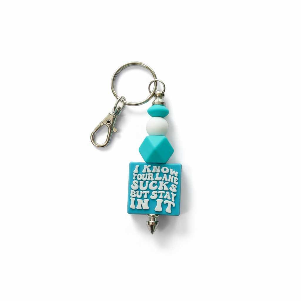 I Know Your Lane Sucks Funny Beaded Keychain | Handmade Sarcastic Driver Gift | Road Rage Car Accessory | Funny Keychain for Coworkers | Stocking Stuffer