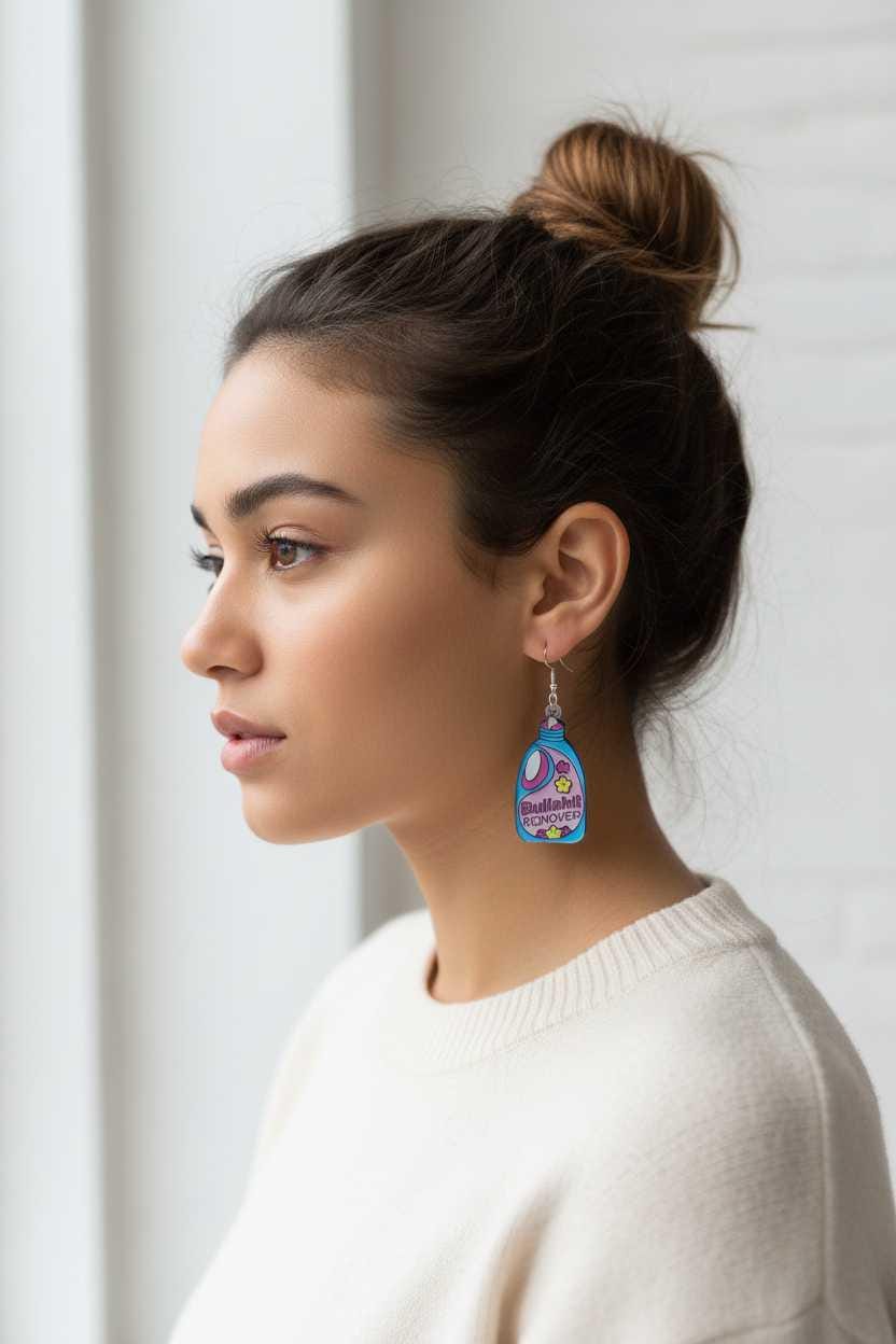 Sassy Floral Acrylic Dangle Earrings | Purple Blue Statement Jewelry