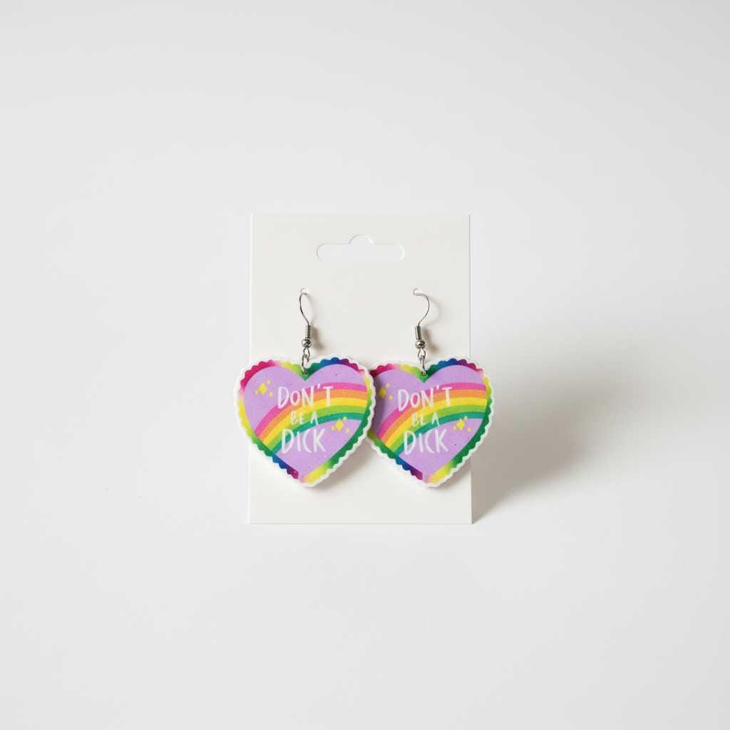 🌈 Don't Be a Jerk Rainbow Dangle Earrings | Funny Sassy Statement Earrings | Colorful Handmade Jewelry