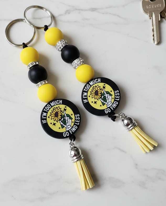 If I'm Too Much, Go Find Less – Yellow Skull Hand Keychain