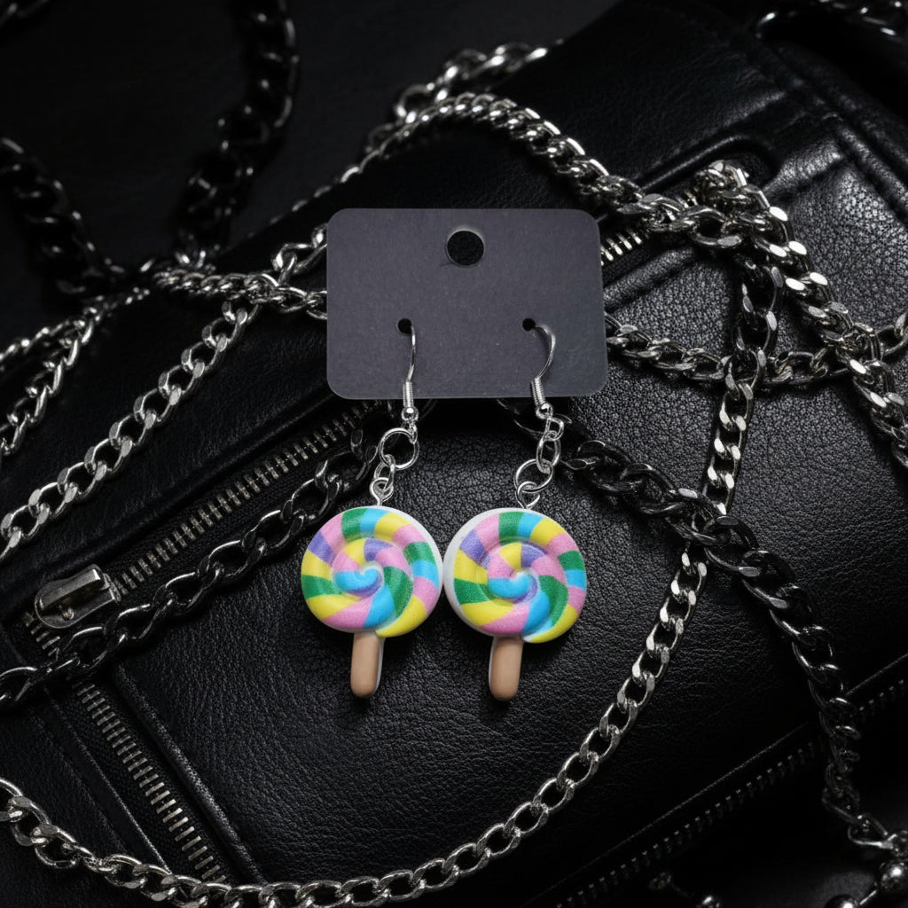 Lollipop Dangle Earrings | Handmade Candy Statement Earrings