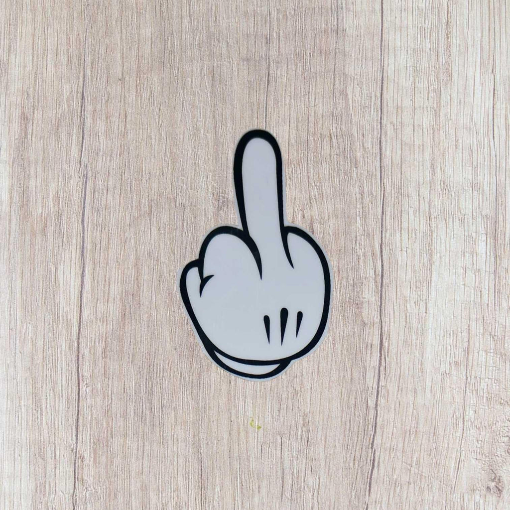 Vintage Cartoon Glove Middle Finger Vinyl Sticker, Retro White Glove Waterproof Decal, Funny Laptop Water Bottle Car Sticker