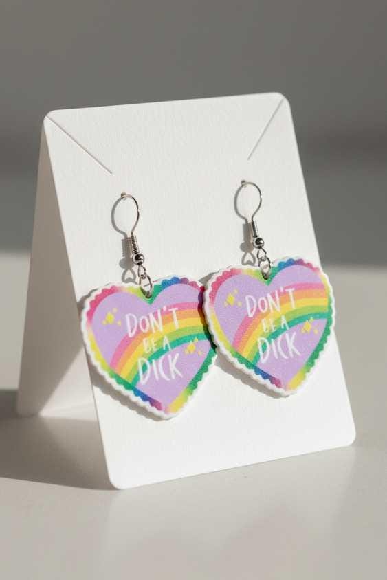 🌈 Don't Be a Jerk Rainbow Dangle Earrings | Funny Sassy Statement Earrings | Colorful Handmade Jewelry