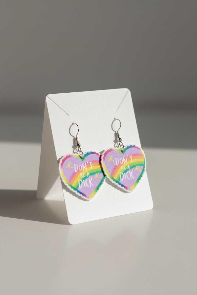 🌈 Don't Be a Jerk Rainbow Dangle Earrings | Funny Sassy Statement Earrings | Colorful Handmade Jewelry