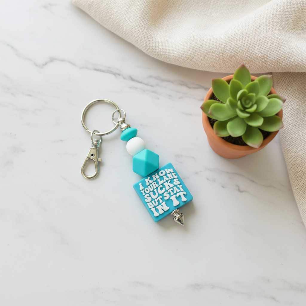 I Know Your Lane Sucks Funny Beaded Keychain | Handmade Sarcastic Driver Gift | Road Rage Car Accessory | Funny Keychain for Coworkers | Stocking Stuffer