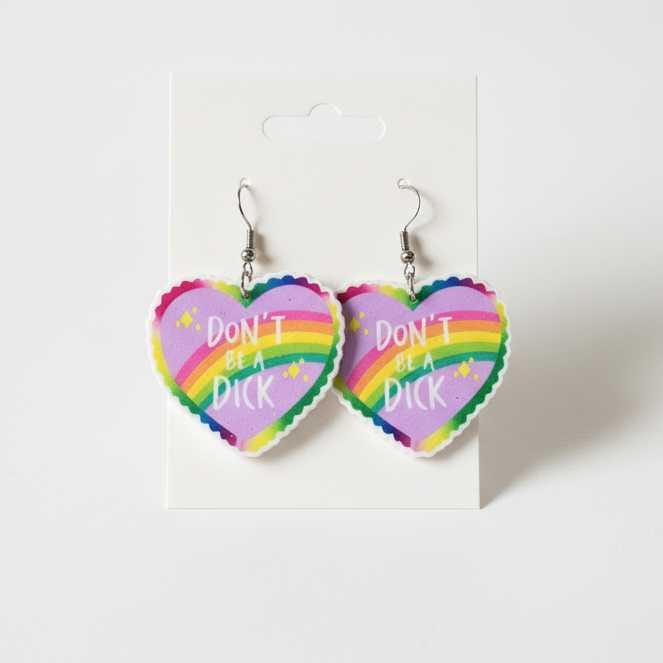 🌈 Don't Be a Jerk Rainbow Dangle Earrings | Funny Sassy Statement Earrings | Colorful Handmade Jewelry