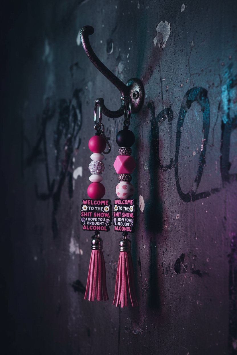 Welcome to the Sh*tshow, I Hope You Brought Alcohol Beaded Keychain