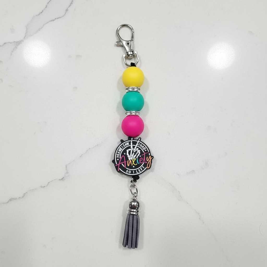 Handmade Keychain – “I Came, I Saw, I Had Anxiety” Quote Accessory