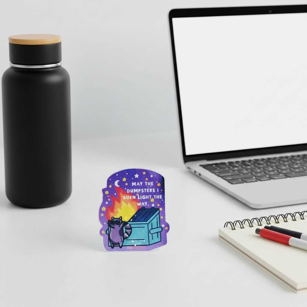 May the Dumpsters I Burn Light the Way Vinyl Sticker
Funny Grunge Waterproof Sticker | Chaos Aesthetic Laptop Decal | Purple Blue Vinyl Sticker | Water Bottle Sticker | Dark Humor Gift