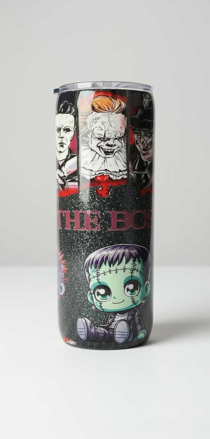 The Boys of Fall Horror Movie Tumbler | 20oz Glitter Epoxy Stainless Steel Cup | Spooky Season Drinkware Gift