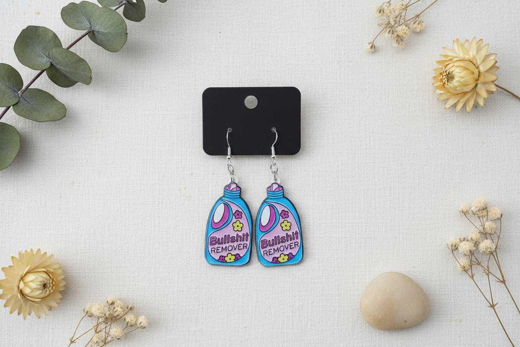 Sassy Floral Acrylic Dangle Earrings | Purple Blue Statement Jewelry