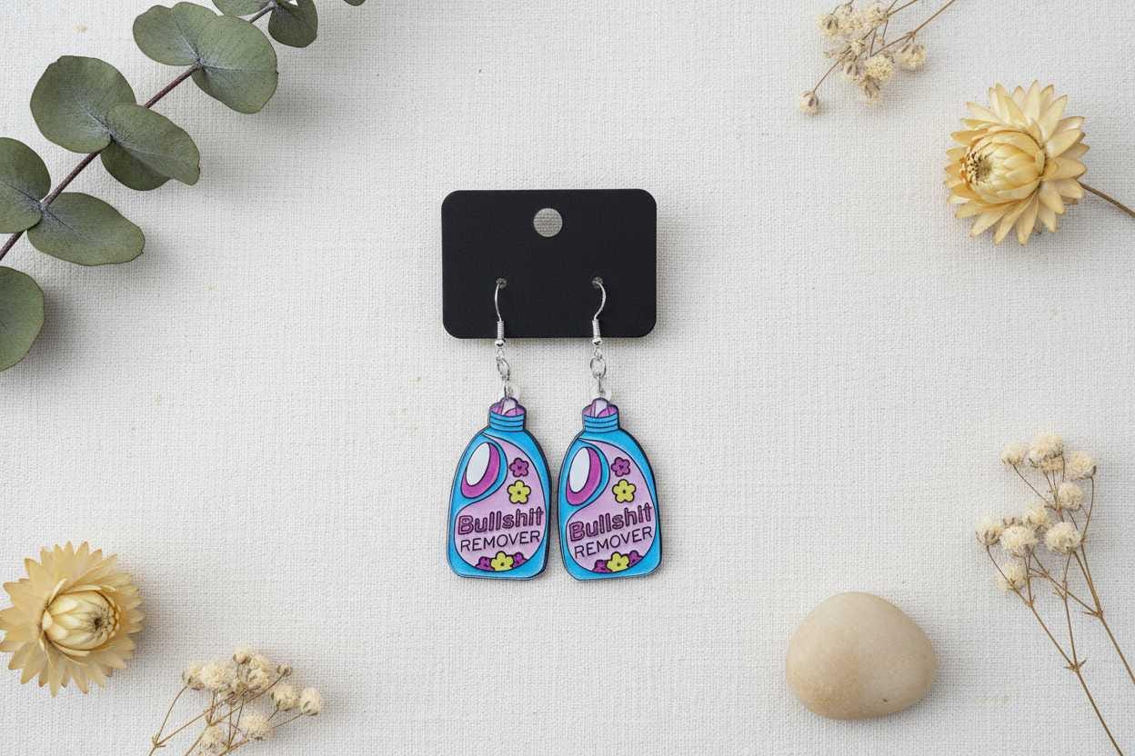 Sassy Floral Acrylic Dangle Earrings | Purple Blue Statement Jewelry