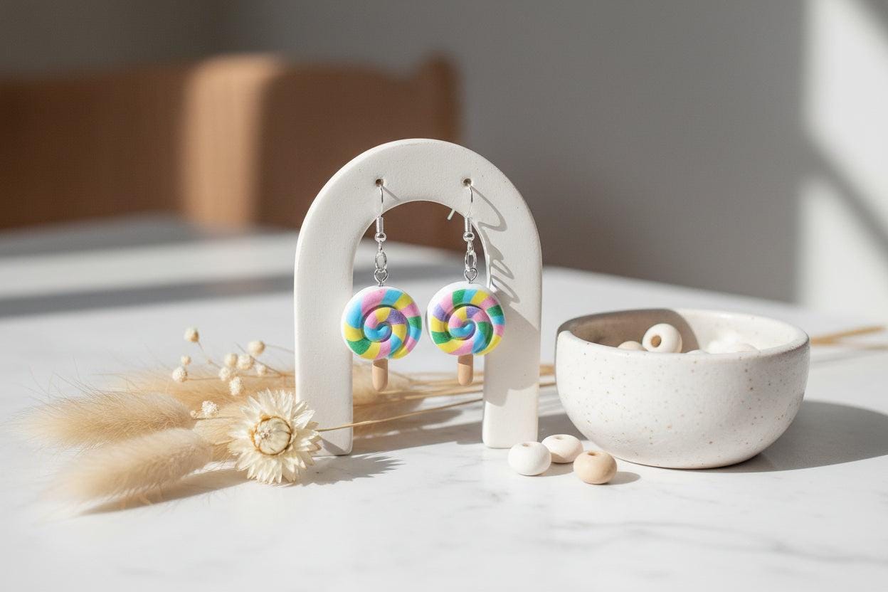 Lollipop Dangle Earrings | Handmade Candy Statement Earrings