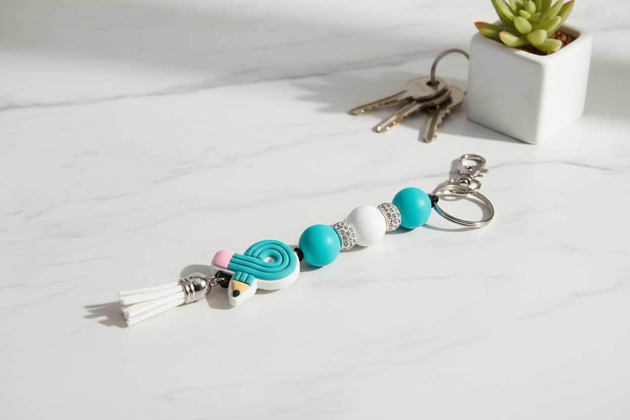Handmade Teacher Beaded Keychain | Teacher Appreciation Gift | Back to School Gift | Teach Love Inspire Keychain | Teacher Lanyard Charm