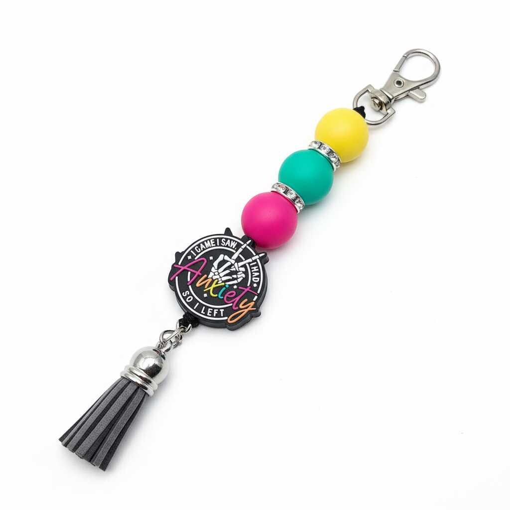 Handmade Keychain – “I Came, I Saw, I Had Anxiety” Quote Accessory