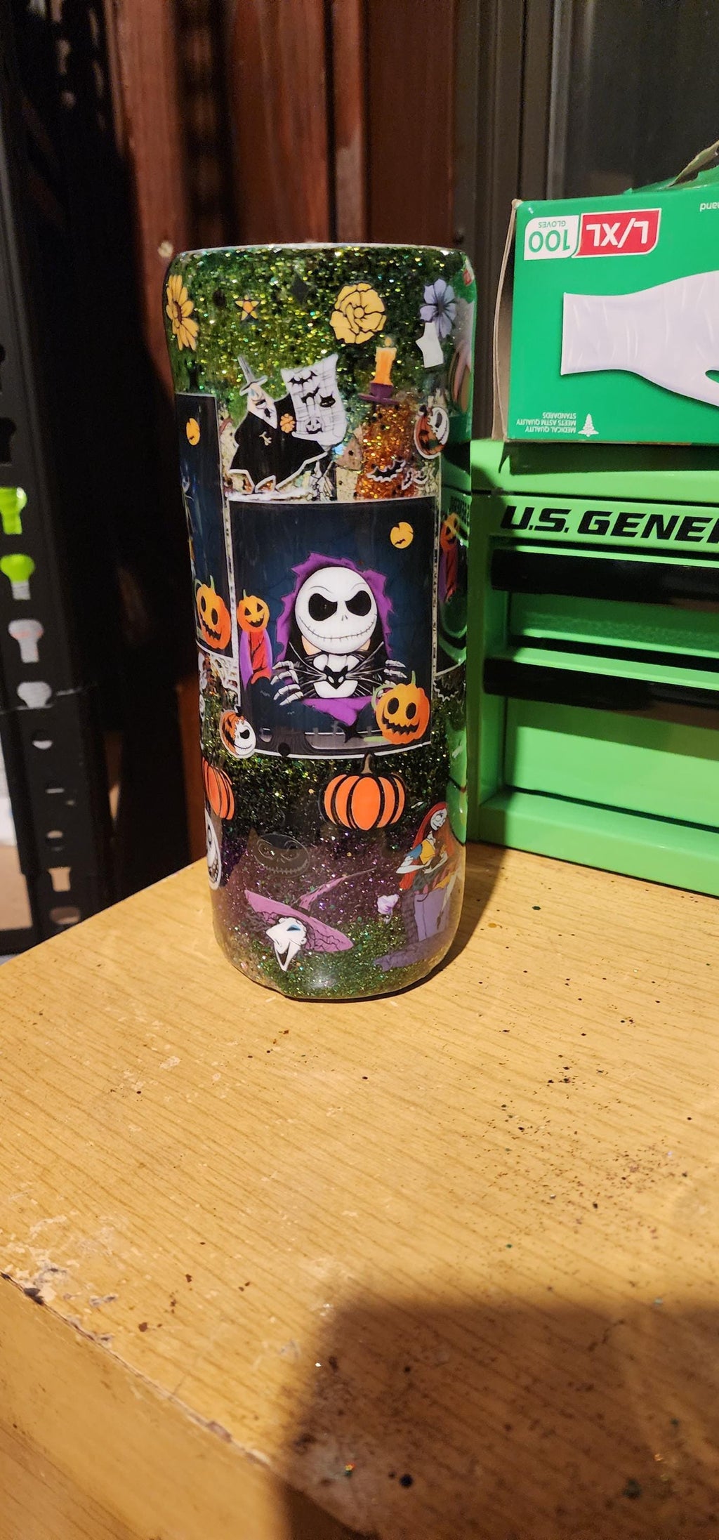 Green, Orange & Purple Halloween Epoxy Tumbler – 20oz Glitter Leopard Print Stainless Steel Cup | Spooky Fall Drinkware | Handmade Halloween Gift