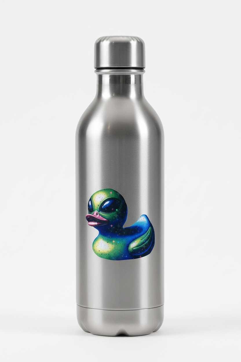 Alien Rubber Ducky Vinyl Sticker | Cute UFO Duck Waterproof Decal | Funny 3x3 Laptop, Water Bottle, Car & Tumbler Sticker