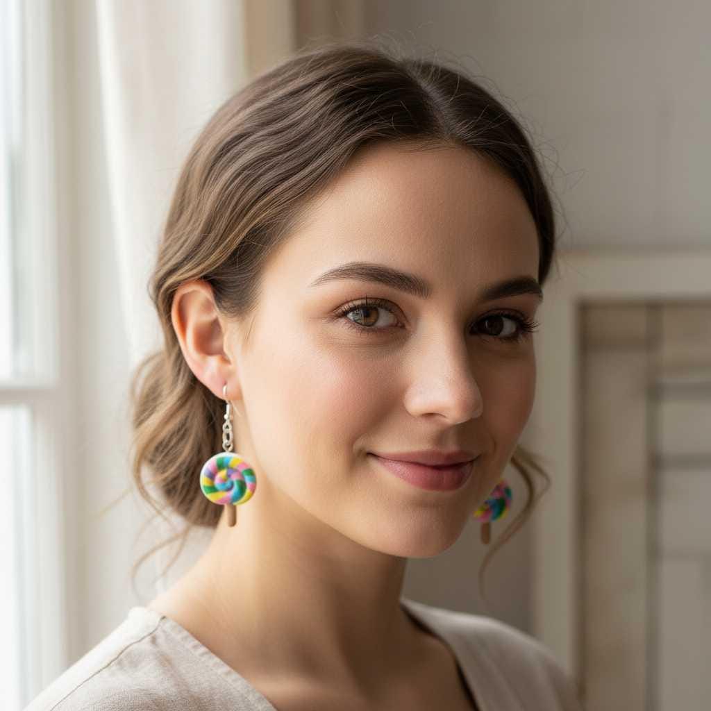 Lollipop Dangle Earrings | Handmade Candy Statement Earrings