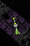Spooky B*tch Beaded Keychain with Tassel | Halloween Keychain | Gothic Purse Charm | Creepy Cute Backpack Accessory | Spooky Gift for Her