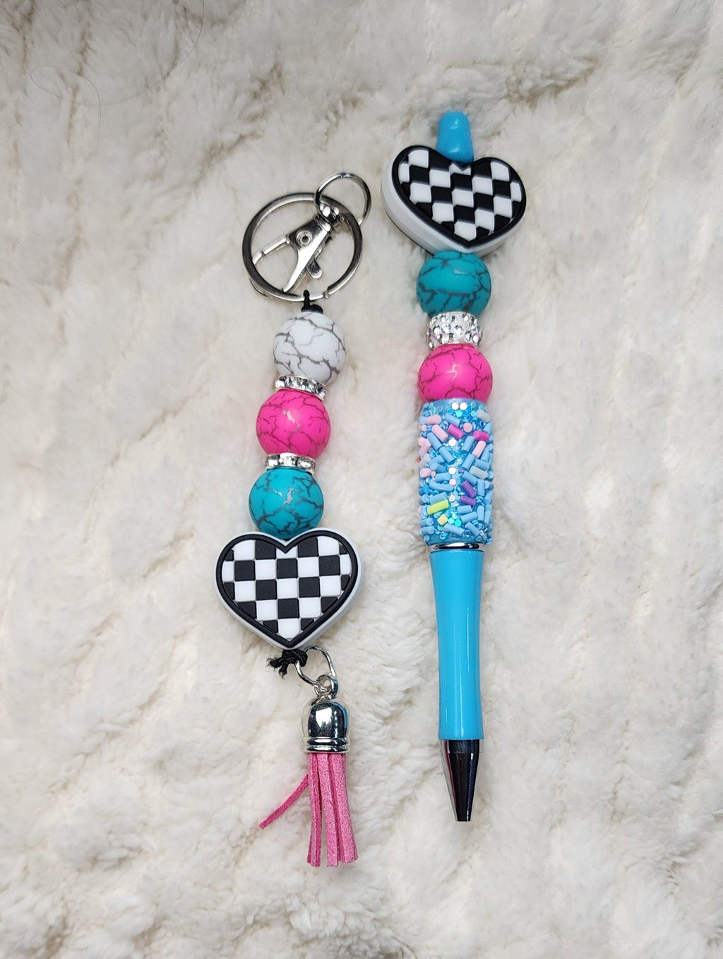 Handmade Checkered Heart Keychain – Cute, Colorful & Full of Attitude