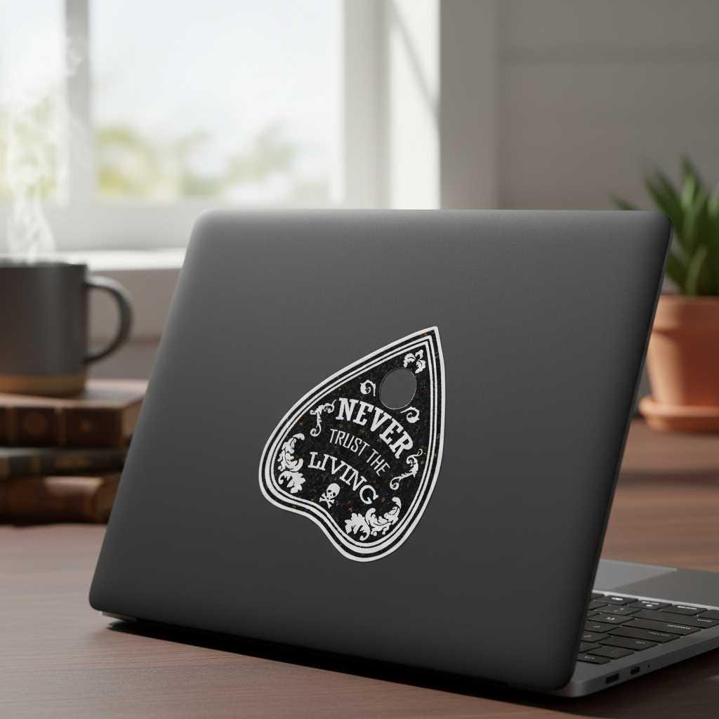Never Trust the Living Vinyl Sticker | Spooky Goth Decal