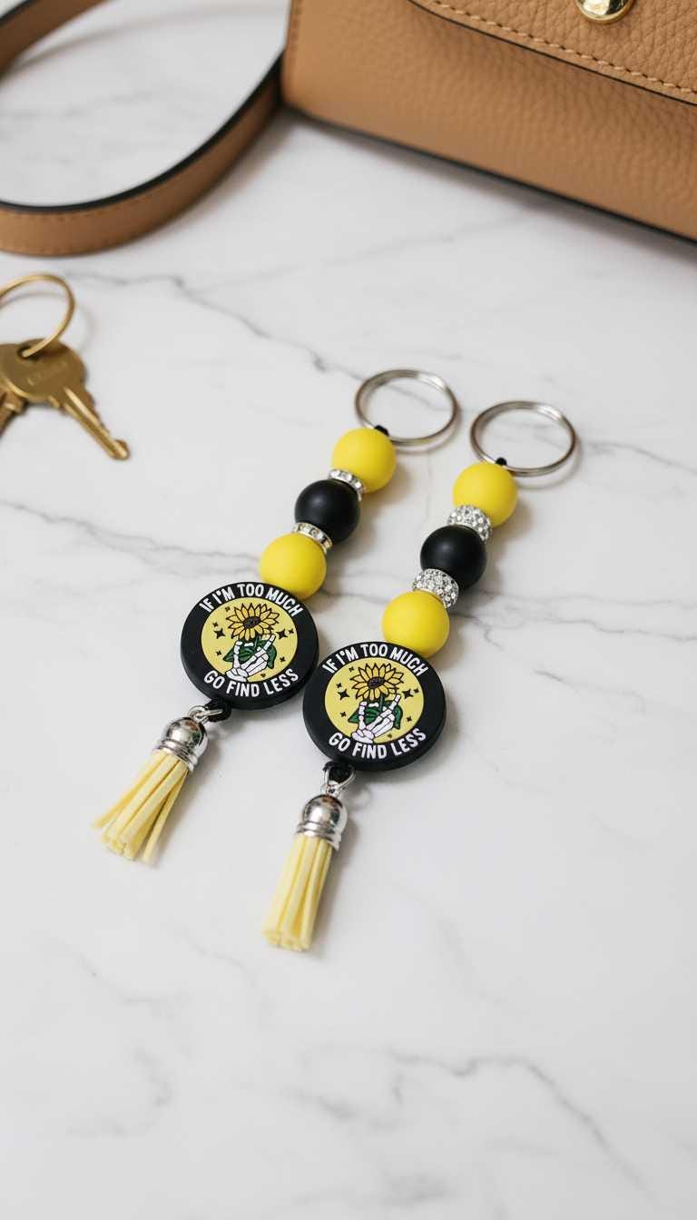 If I'm Too Much, Go Find Less – Yellow Skull Hand Keychain