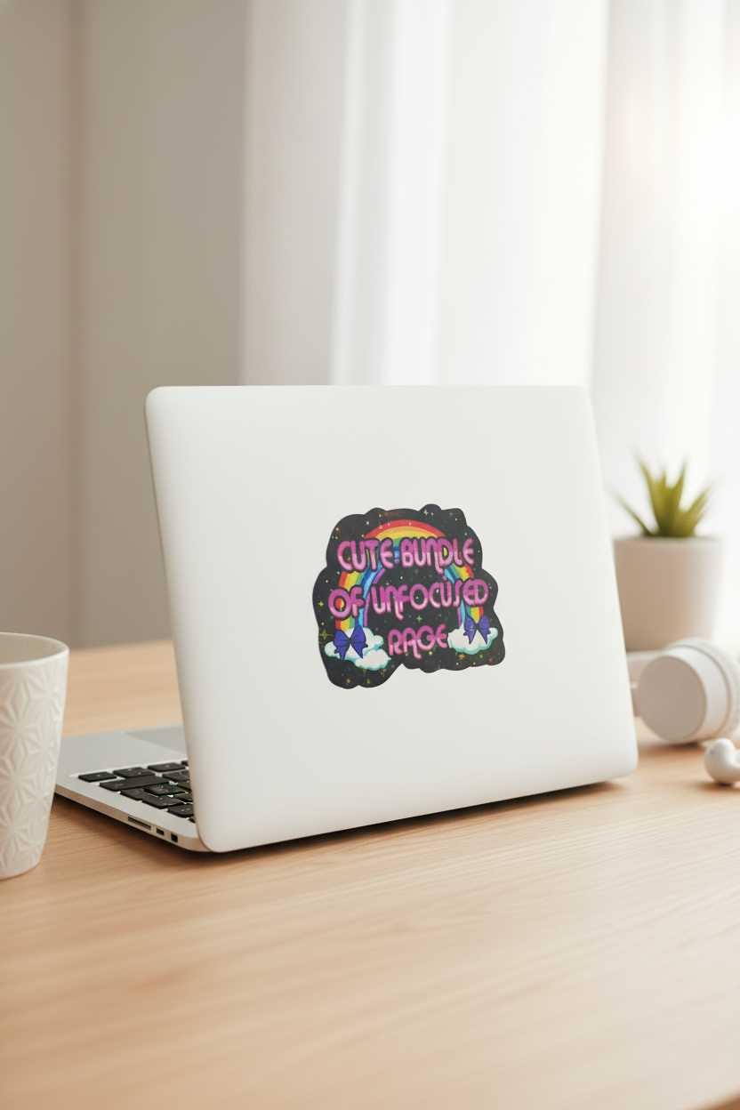 Cute Bundle of Unfocused Rage Vinyl Sticker | Funny ADHD Sticker | Waterproof Laptop & Water Bottle Decal | Sassy Mental Health Humor Gift - Hempin Mayhem