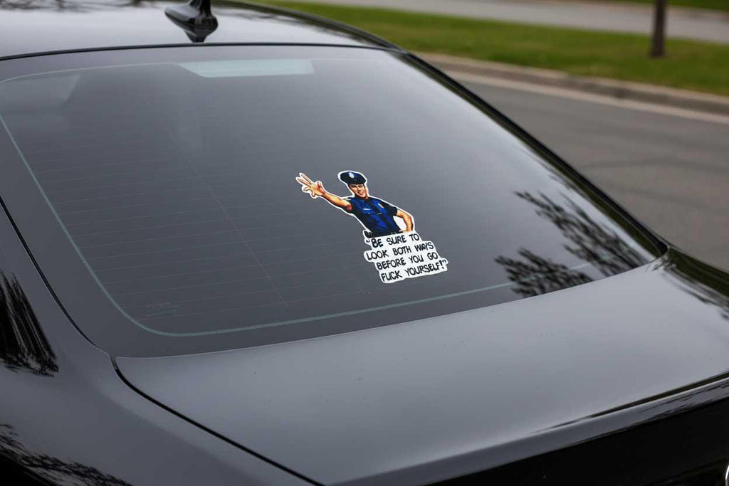 Blue and Black Rude Vinyl Sticker: Sarcastic Adult Humor Decal (4x3)
