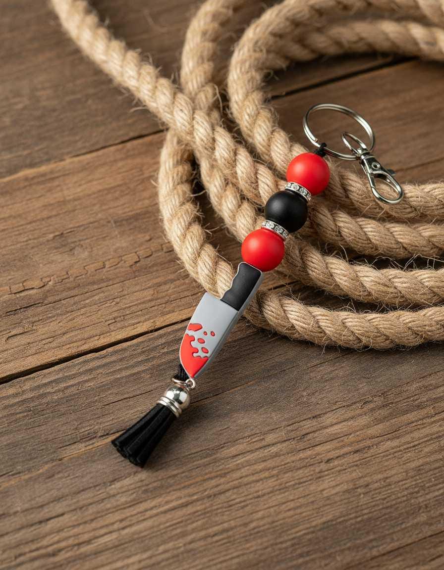 Red & Black Horror Lovers Bloody Knife Keychain | Creepy Cute Slasher Bag Charm