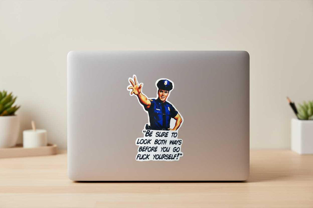 Blue and Black Rude Vinyl Sticker: Sarcastic Adult Humor Decal (4x3)