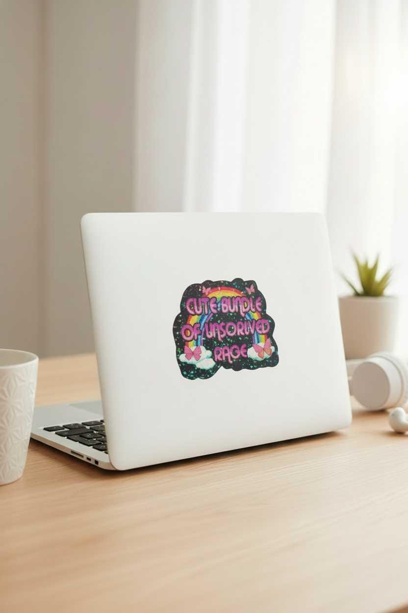 Cute Bundle of Unfocused Rage Vinyl Sticker | Funny ADHD Sticker | Waterproof Laptop & Water Bottle Decal | Sassy Mental Health Humor Gift - Hempin Mayhem