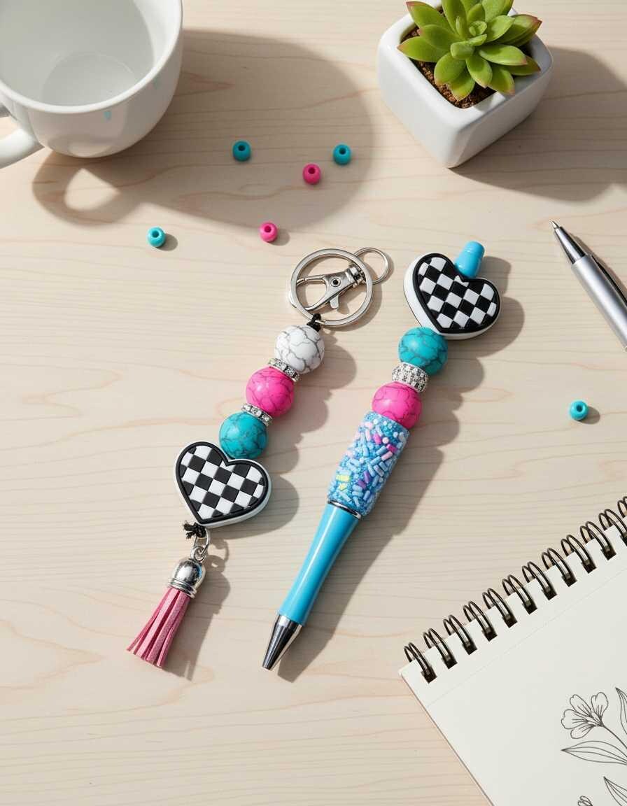 Handmade Checkered Heart Keychain – Cute, Colorful & Full of Attitude