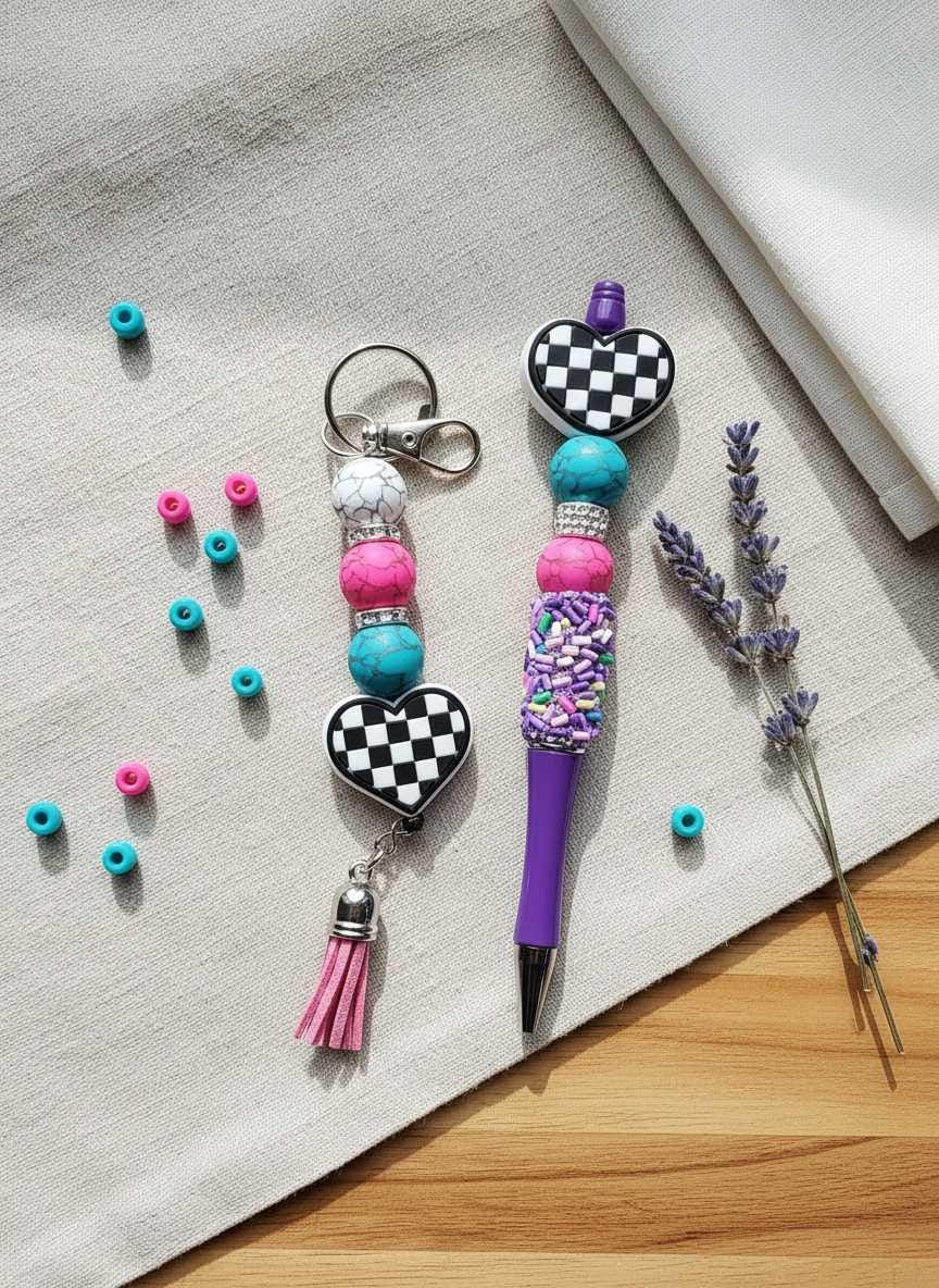 Handmade Checkered Heart Keychain – Cute, Colorful & Full of Attitude